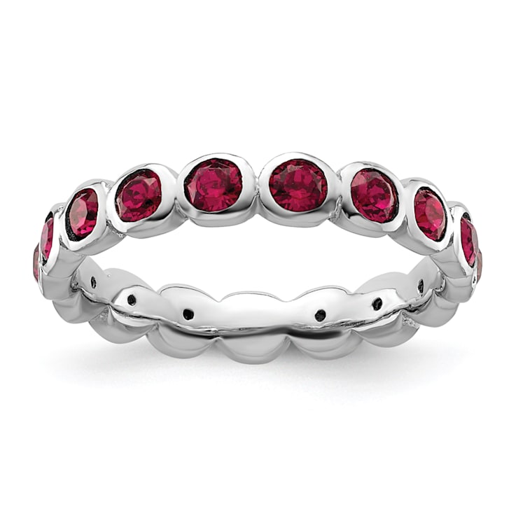 Sterling Silver Stackable Expressions Red Crystal Ring