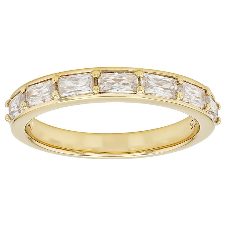 Moissanite Baguette And Round Stackable Ring Set Of 2 In 14K Gold Over
Sterling Silver
