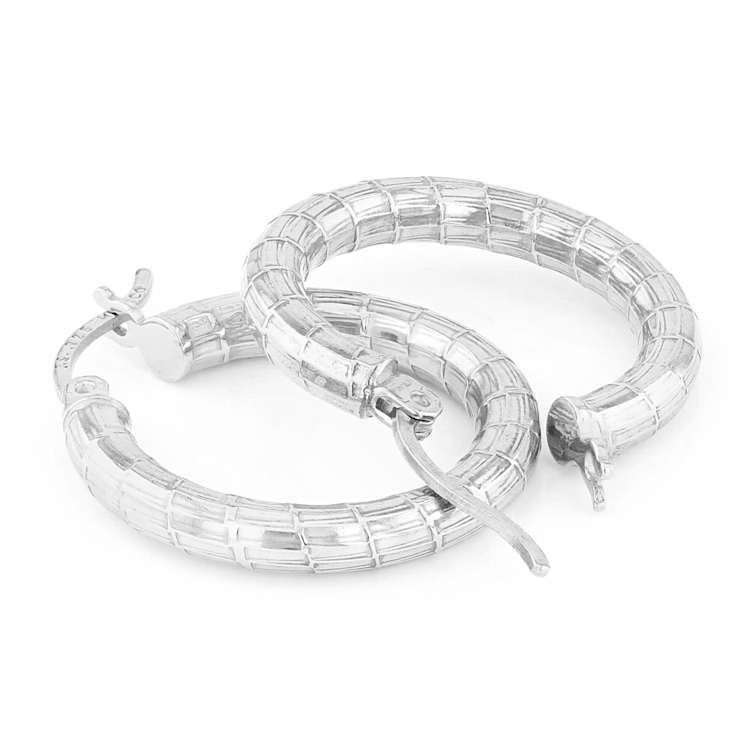 Diamond-Cut Hoop Earrings In Sterling Silver 0.6"