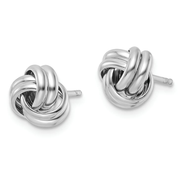 Rhodium Over Sterling Silver Post Polished Love Knot Earrings
