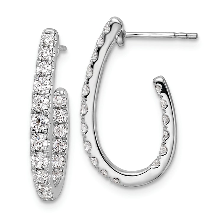 Rhodium Over 14K White Gold Lab Grown Diamond SI1/SI2, G H I, In and Out
J-Hoop Earrings
