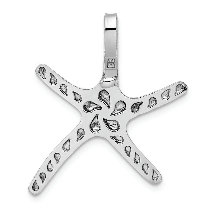 Rhodium Over 14K White Gold Starfish Chain Slide Pendant