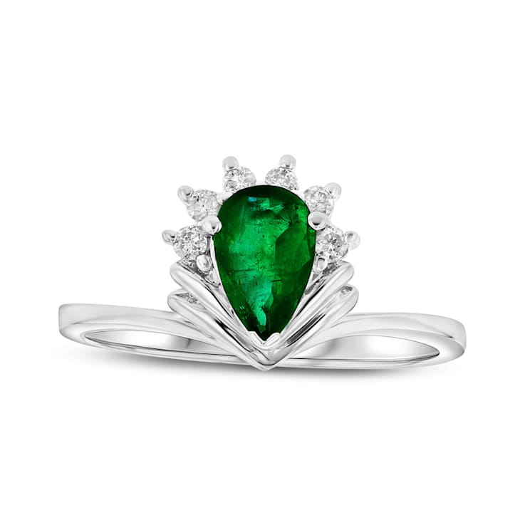 0.80ctw Emerald and Diamond Ring in 14k White Gold