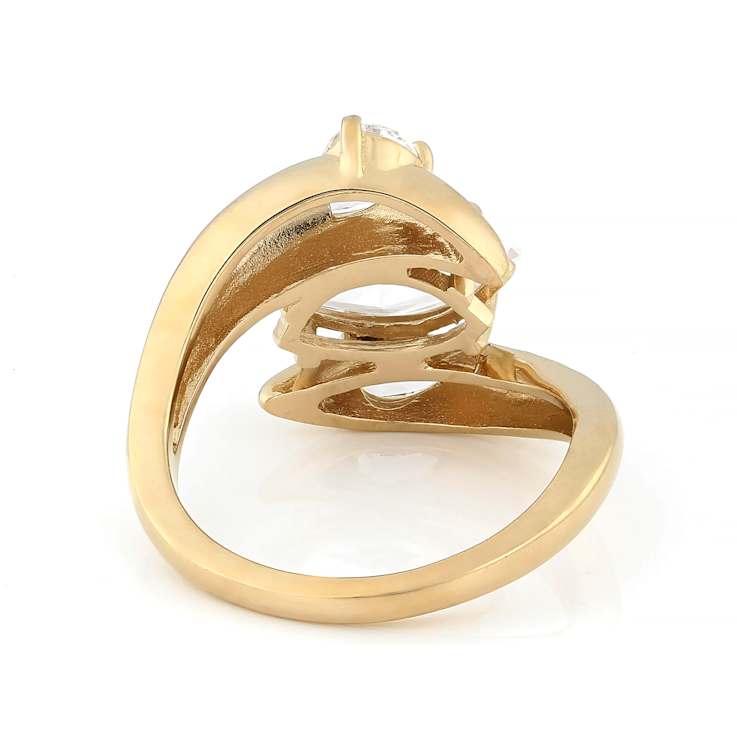 CZ Bypass Ring In 18K Gold Over Sterling Silver 4.09ctw