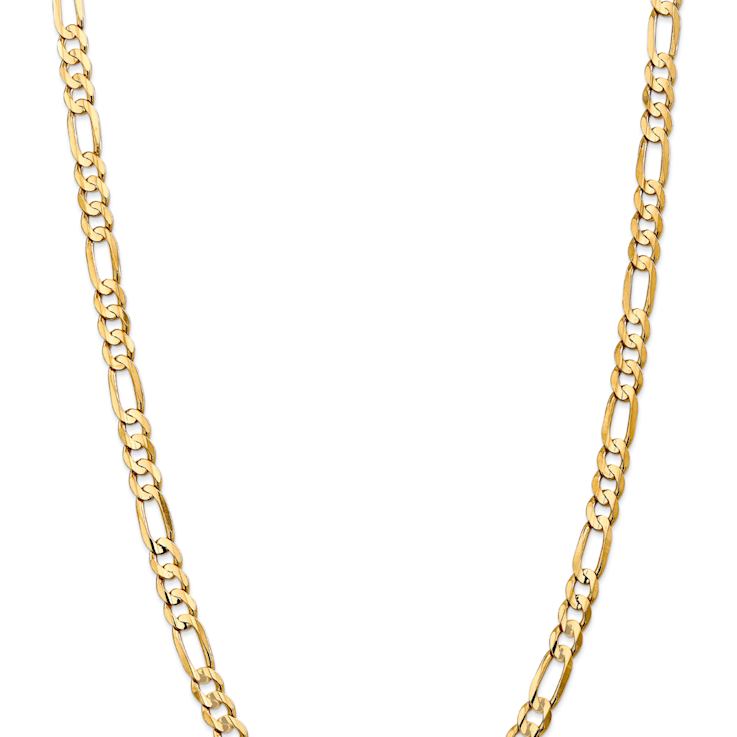 14k Yellow Gold 6.75mm Solid Concave Open Figaro 20 Inch Chain