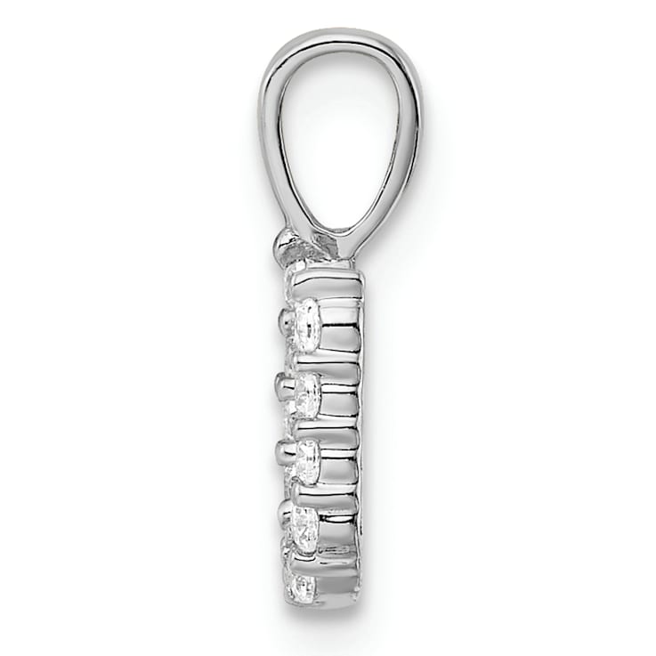 Rhodium Over 14K White Gold Lab Grown Diamond Letter U Initial Pendant