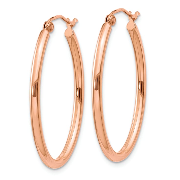 14k Rose Gold 1 5/16" Oval Hoop Earrings