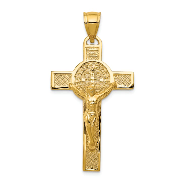 14K Yellow Gold San Benito 2-Sided Crucifix Pendant