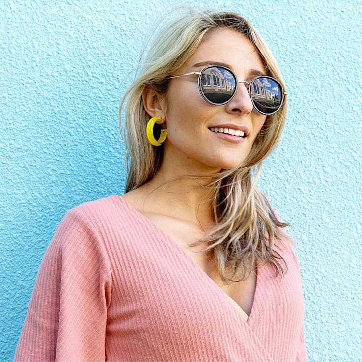 14K Yellow Gold Over Sterling Silver Small Illusion Acrylic Hoop
Earrings in Yellow