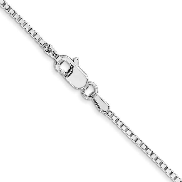 Rhodium Over 14k White Gold 1.3mm Solid Box 22 Inch Chain