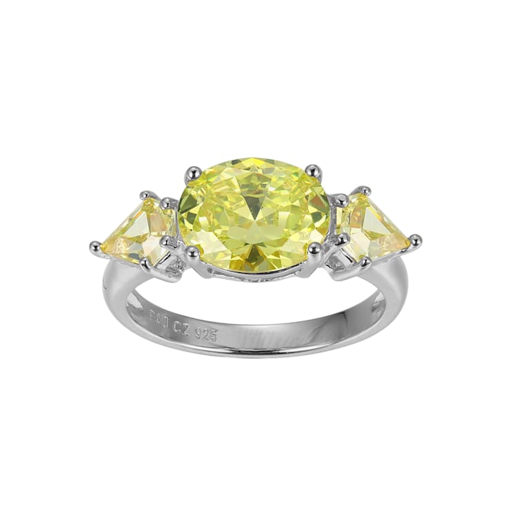 Green Cubic Zirconia Platinum Over Sterling Silver August Birthstone
Ring 4.79ctw