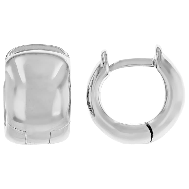 Chunky Huggie Hoop Earrings In Sterling Silver