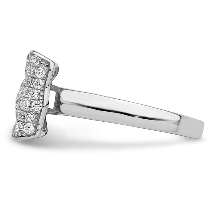 Rhodium Over Sterling Silver Cubic Zirconia Bow Ring