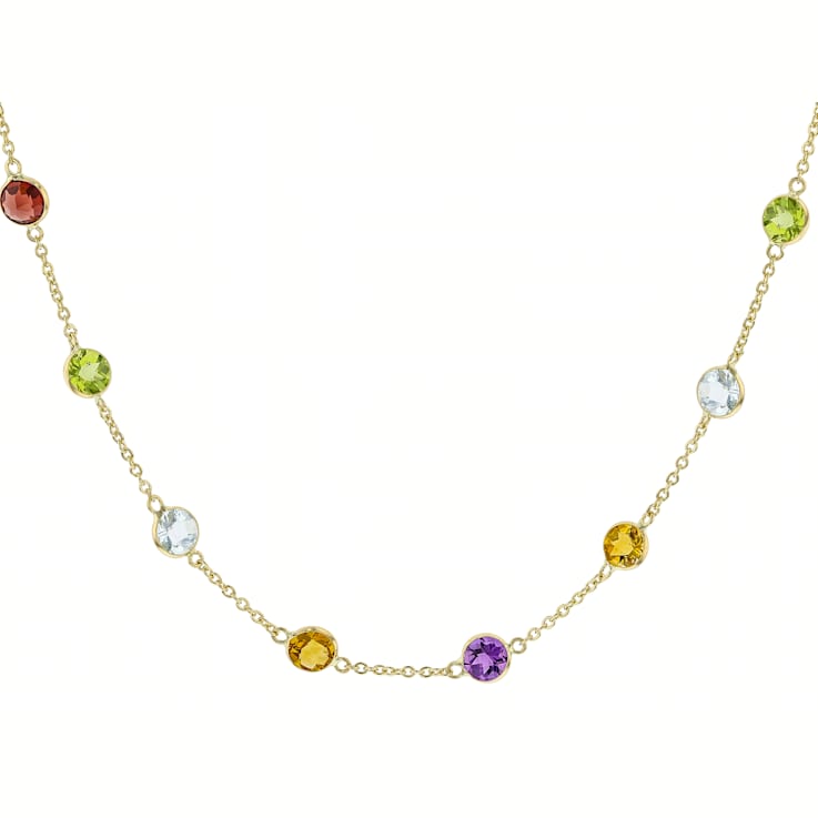 Multi-Gem 14k Yellow Gold 18" Necklace 10.45ctw