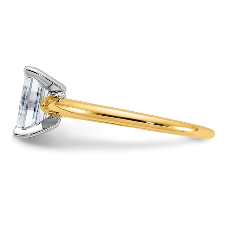 14K Yellow Gold With White Gold Accents 1 3/4 ct. D E F Pure Light
Emerald Moissanite Solitaire Ring