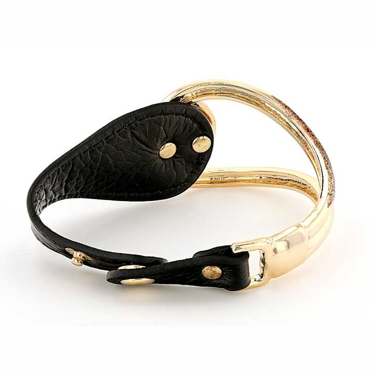 Crystal And Leather Buckle Bracelet