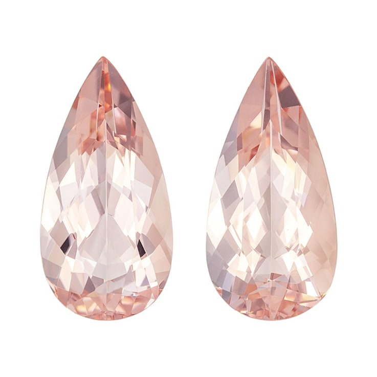 Morganite 16x8mm Pear Shape Matched Pair 7.32ctw