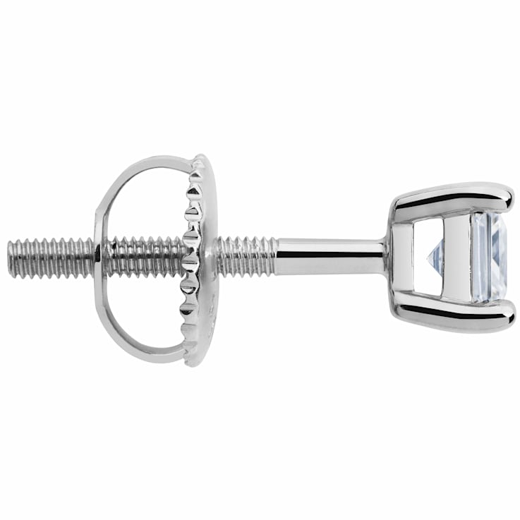 White Cubic Zirconia 14k White Gold Studs With Velvet Gift Box 0.60ctw