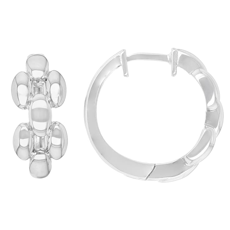 Panther Link Hoop Earrings In Sterling Silver