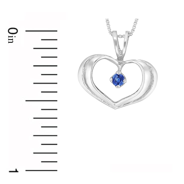 0.06ct Sapphire Heart Pendant in 14k White Gold