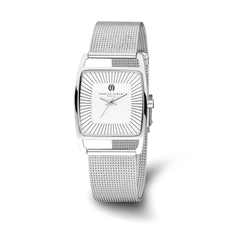 Charles Hubert Stainless Steel White Dial Milanese Band Watch