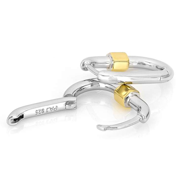 Two-Tone Paperclip Hoop Earrings In 18K Gold Over Sterling Silver