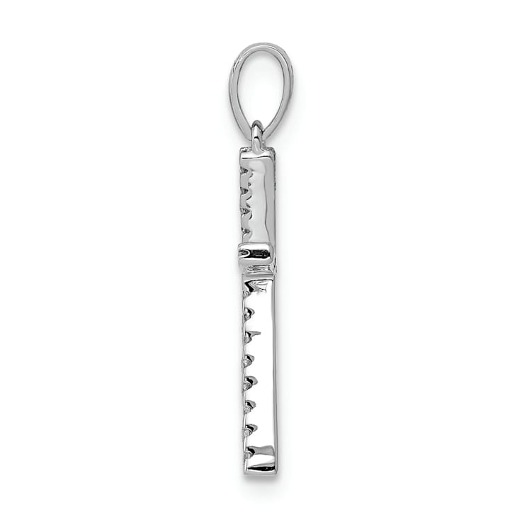 Rhodium Over 14K White Gold Diamond Letter K Initial Pendant