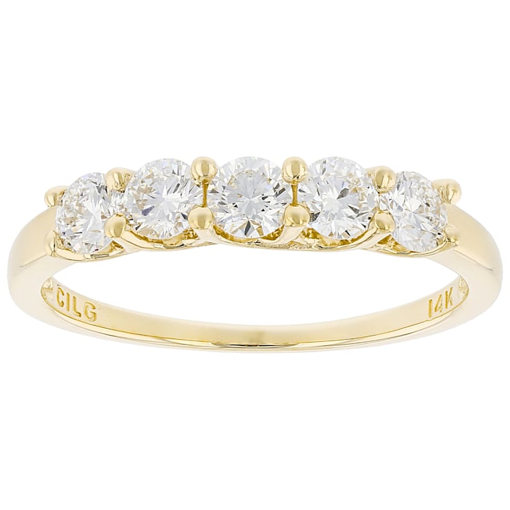 Lab-Grown Diamond Five-Stone Band Ring In 14K Gold 0.75ctw