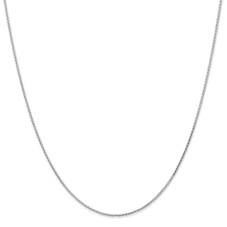 Rhodium Over 14k White Gold 1mm Solid Diamond-Cut Parisian Wheat 14 Inch Chain