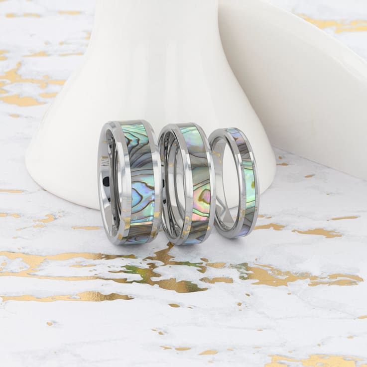 MAUI Tungsten Wedding Band with Mother of Pearl Inlay 6mm