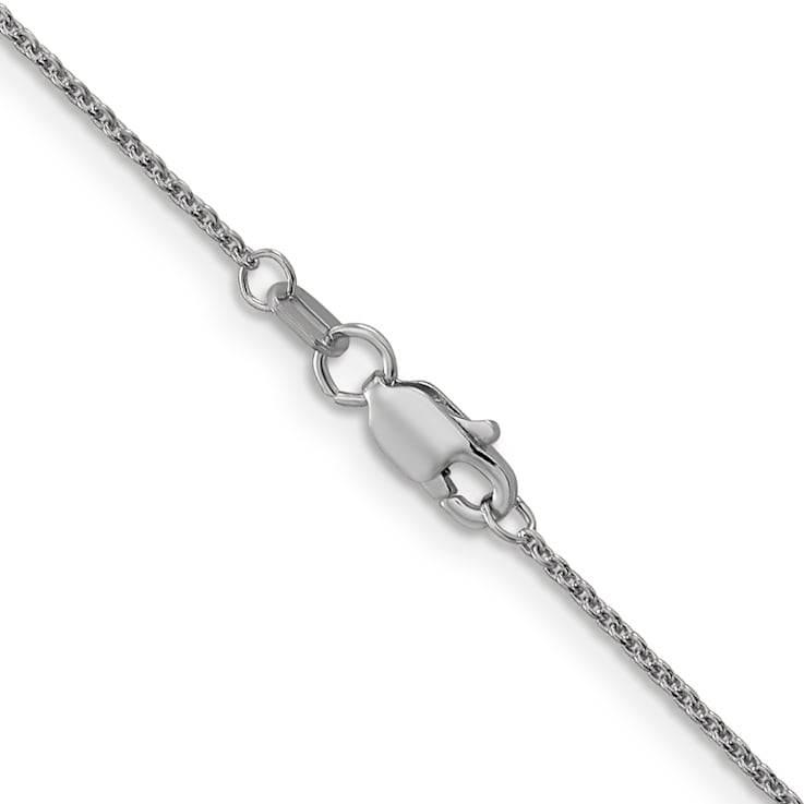 Rhodium Over 18K White Gold 1.15mm Solid Diamond-Cut Cable 18 Inch Chain