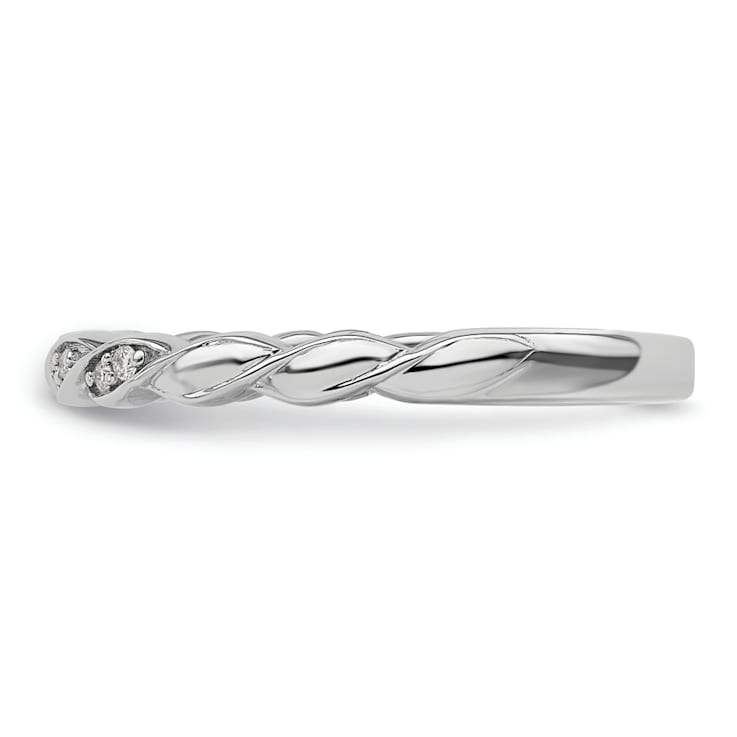 14K White Gold Stackable Expressions Diamond Twist Ring 0.04ctw