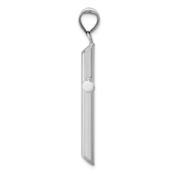 Rhodium Over 14k White Gold 3D Cross Pendant