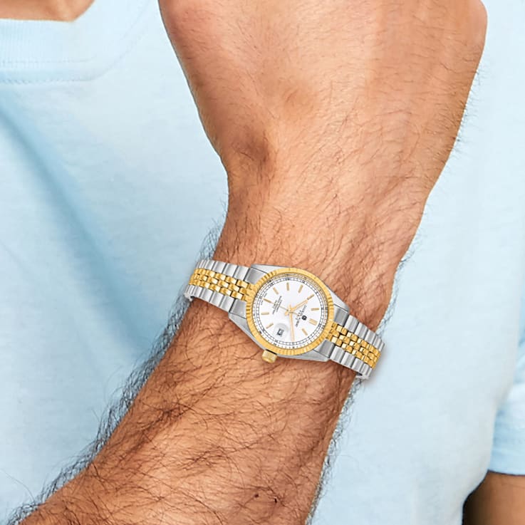 Mens Charles Hubert IP-plated Two-tone Off White Dial Watch