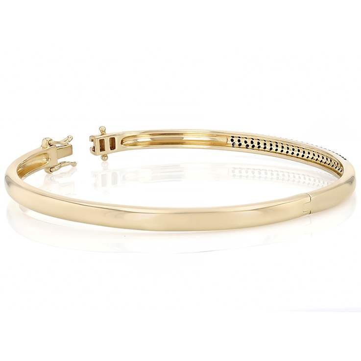 Black Spinel Bangle Bracelet In 18K Gold Over Sterling Silver 1.71ctw