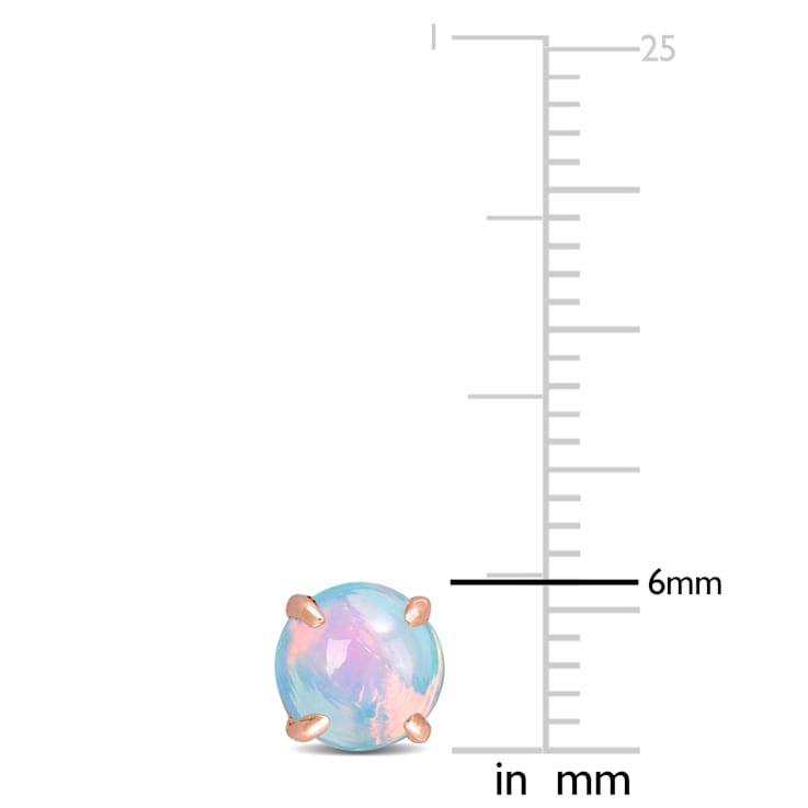 Ethiopian Opal-Blue 10K Pink Gold Earrings 1.80ctw