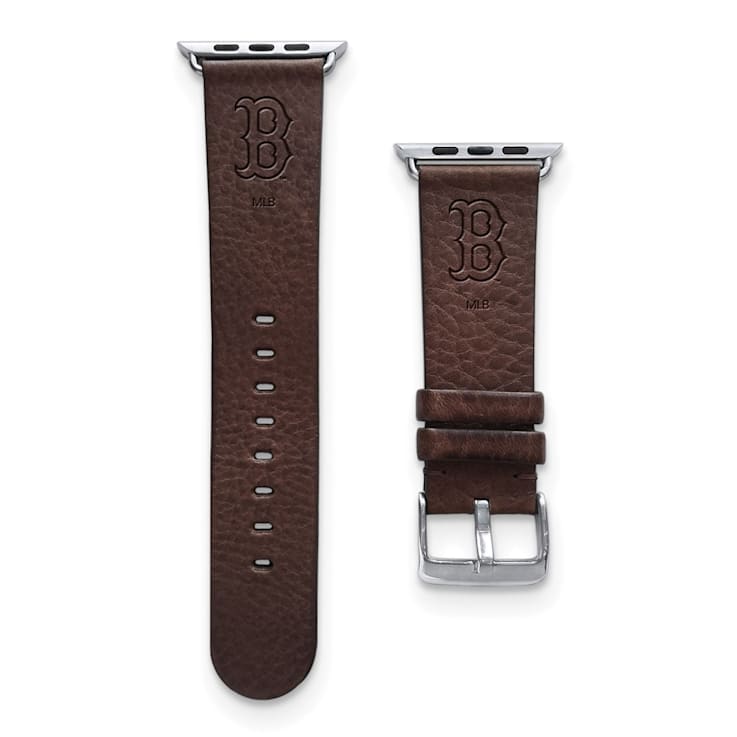 Gametime MLB Boston Red Sox Brown Leather Apple Watch Band 38 40mm M L Watch not included