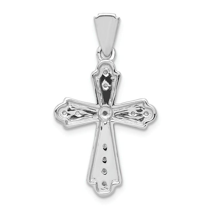 Rhodium Over 14K White Gold 1/10ct. Diamond Cross Pendant