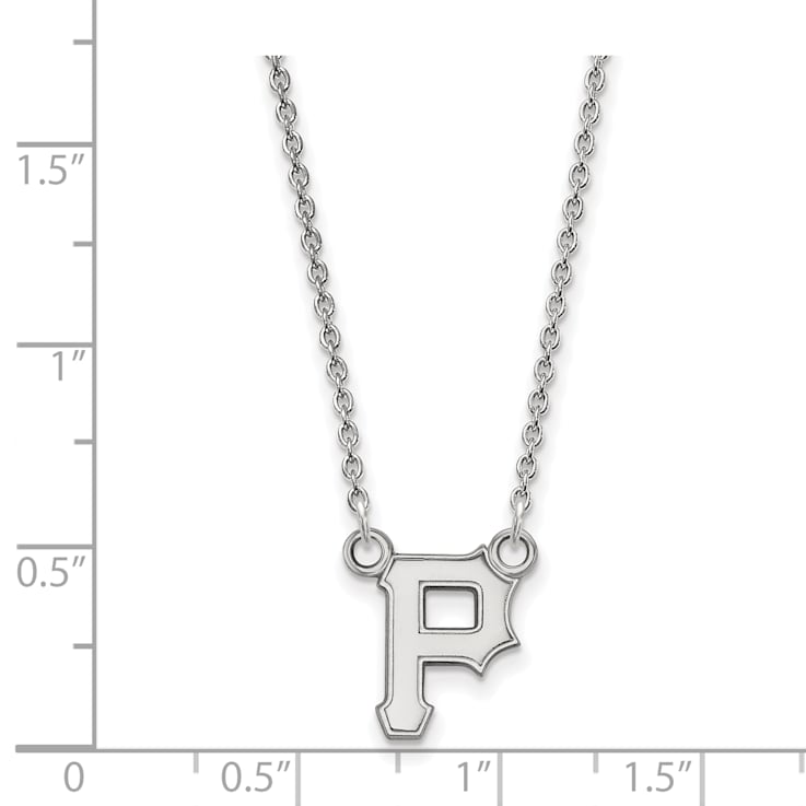 Rhodium Over Sterling Silver MLB LogoArt Pittsburgh Pirates P Pendant Necklace