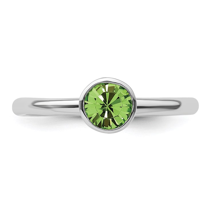 Sterling Silver Stackable Expressions High 5mm Green Crystal Ring