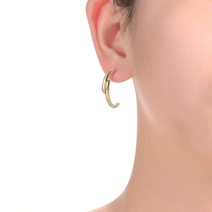 Overlapping Open Hoop Earrings In 14K Gold Over Brass