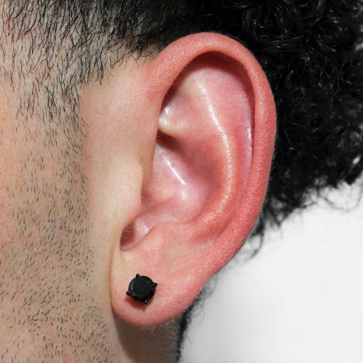 Robert Alton Men's Black Spinel Stud Earrings In Black Ion-Plated
Stainless Steel 6mm