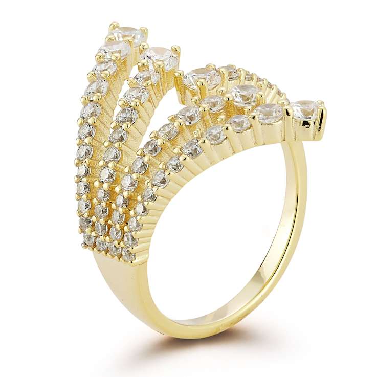 Rachel Zoe CZ Graduated Bypass Fan Ring in 14K Gold Over Sterling Silver