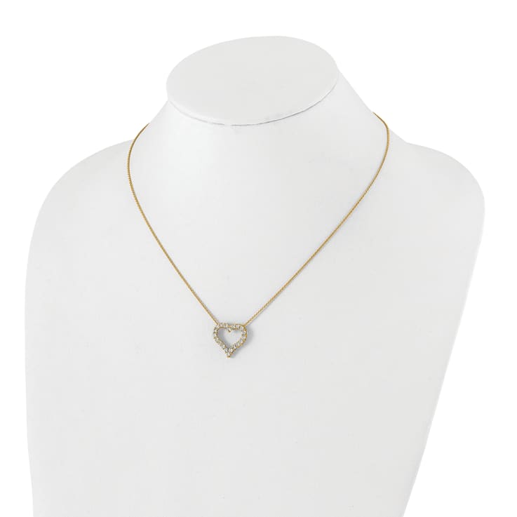 14K Yellow Gold Lab Grown Diamond Heart 18 Inch Necklace