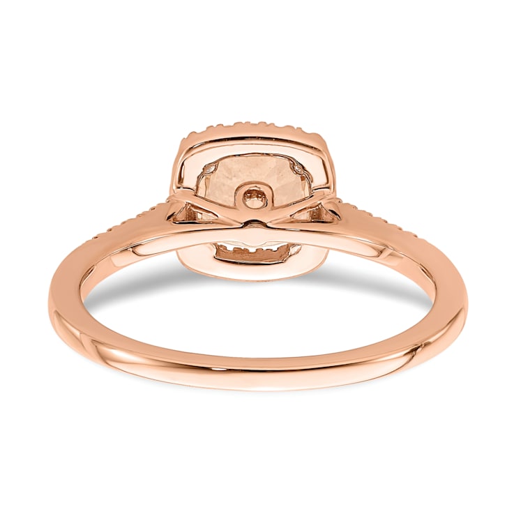 14K Rose Gold Morganite Diamond Halo Engagement Ring