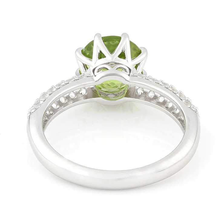 Peridot And White Topaz Ring In Sterling Silver
