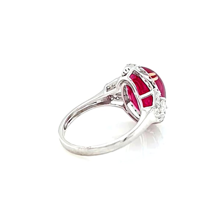 10.35 Ctw Ruby and 0.28 Ctw White Diamond Ring in 14K WG