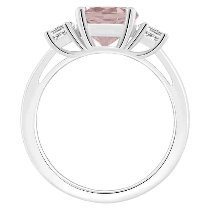 8mm Round Rose Quartz And White Topaz Rhodium Over Sterling Silver
3-Stone Ring