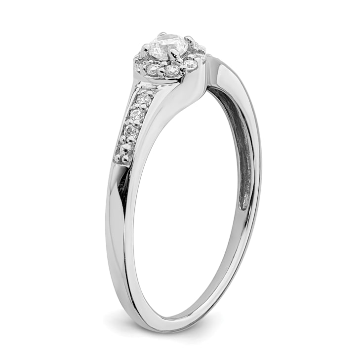 Rhodium Over 10K White Gold Lab Grown Diamond Cluster Engagement Ring 0.211ctw