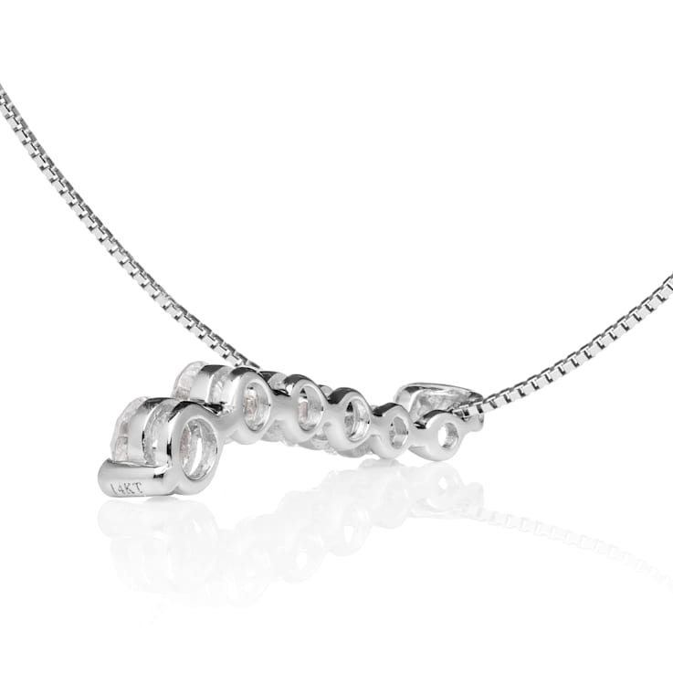 White Cubic Zirconia 14k White Gold Pendant With Chain 0.50ctw